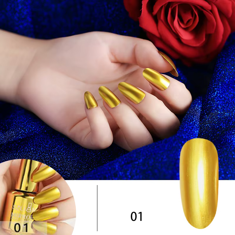 Vernis à ongles miroir 12 couleurs, longue durée, séchage rapide, métallique, argent, violet, Rose,
