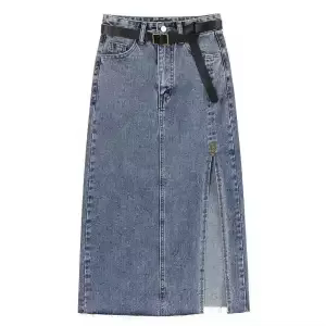 Jupe en jean de style coréen pour femme, fermeture éclair, taille haute, ligne A, mode modeste, prom