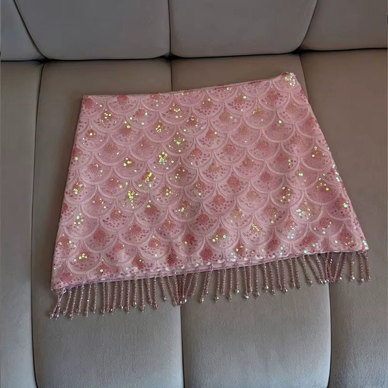 Mini-jupe sirène sexy à sequins, jupe moulante taille haute à franges pour femme, nouvelle collectio