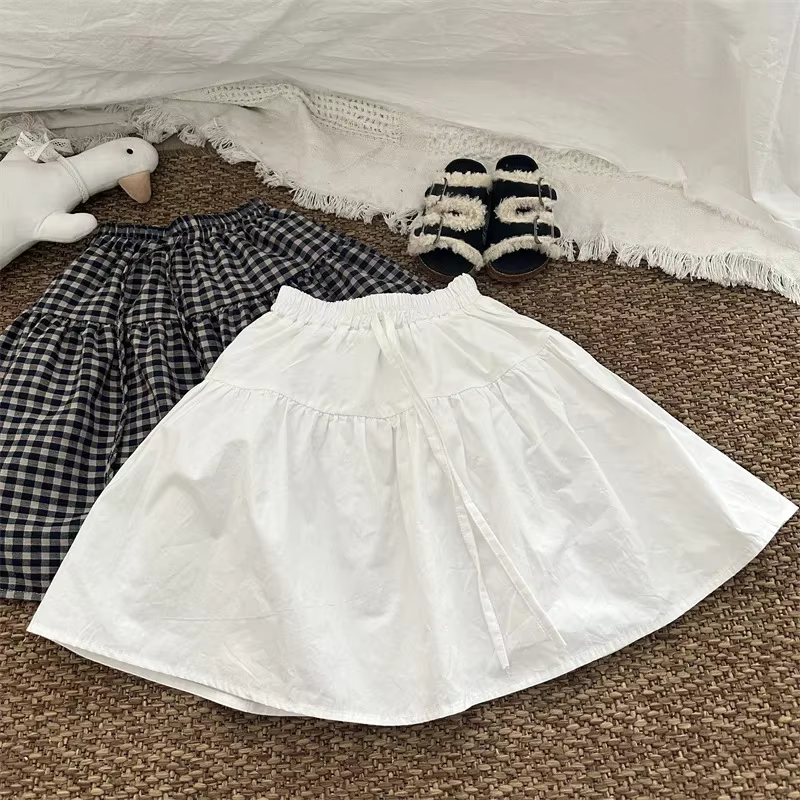 Jupe coréenne en coton pour enfants, jupe à bretelles à carreaux, nouvelle collection automne 2022, 
