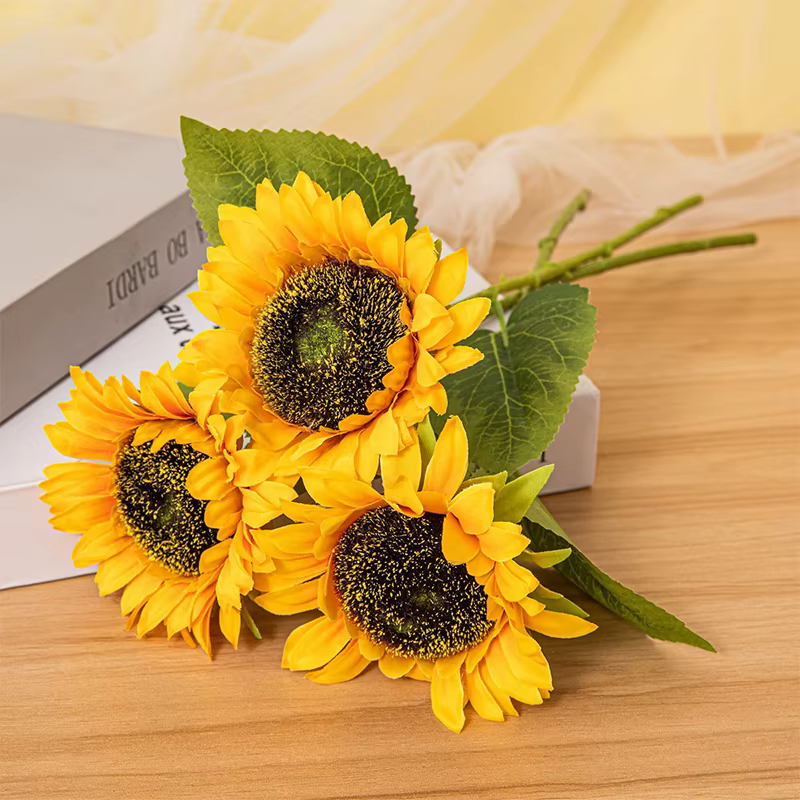 3 pièces fleurs artificielles longue tige tournesol Vase remplisseurs pour extérieur maison mariage 