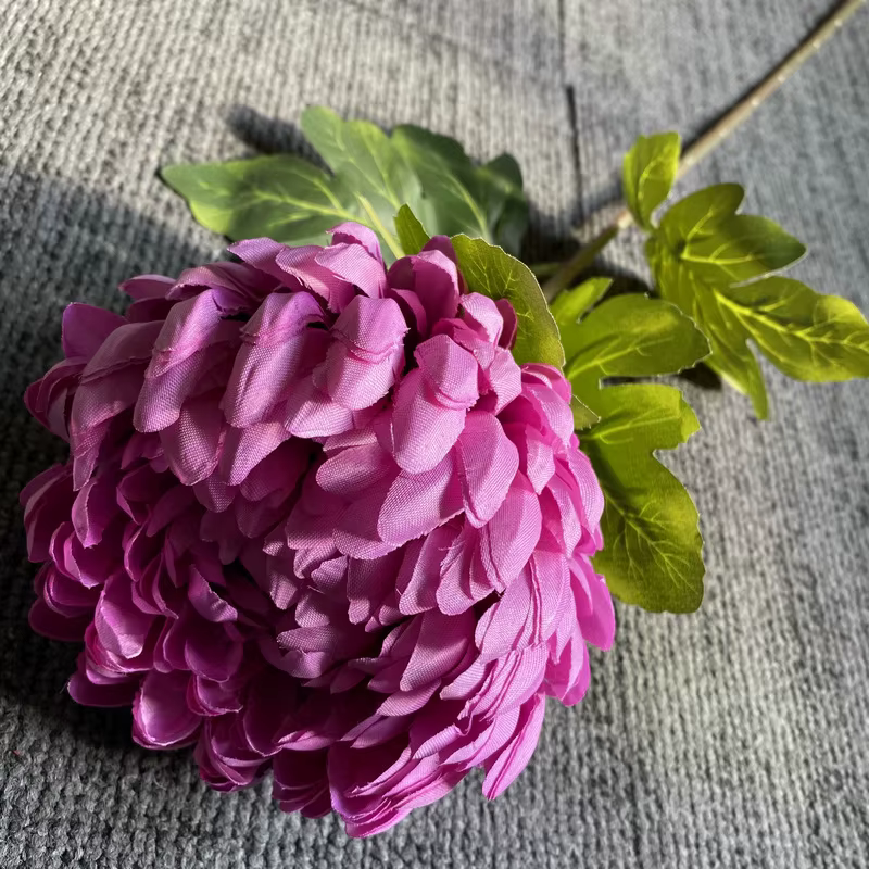 Fleur de chrysanthème artificielle à tige unique, fausse floraison réaliste – Couleur vibrante, maté