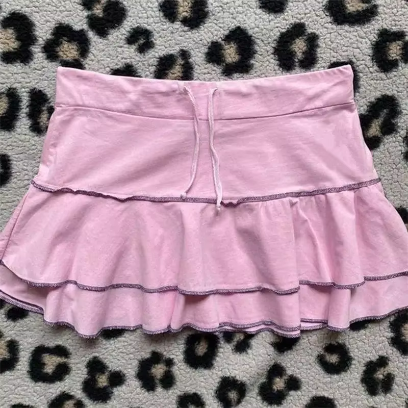 Jupe femme mode Streetwear rose motif à pois sport Style décontracté vintage Y2K Emo filles douce Ha