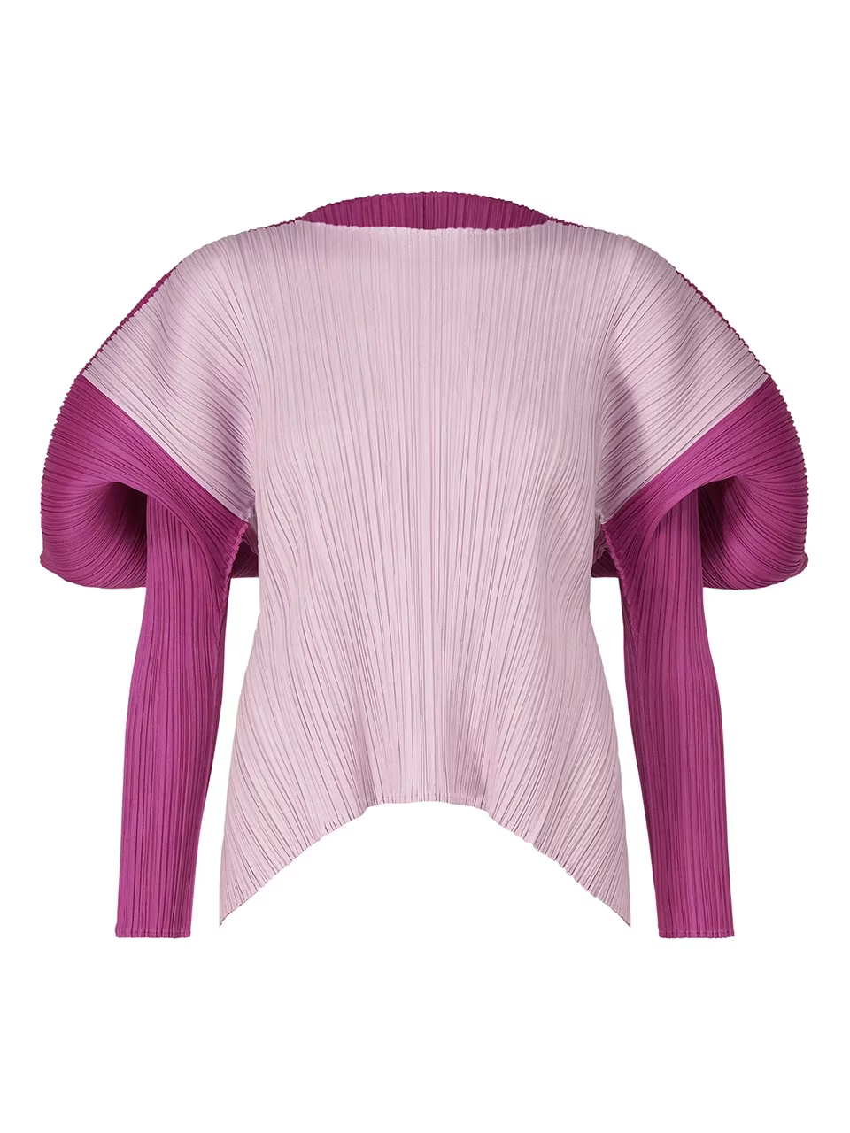 Fold Miyake plissé col rond manches longues femmes formes carrées combinaisons de couleurs haut ampl