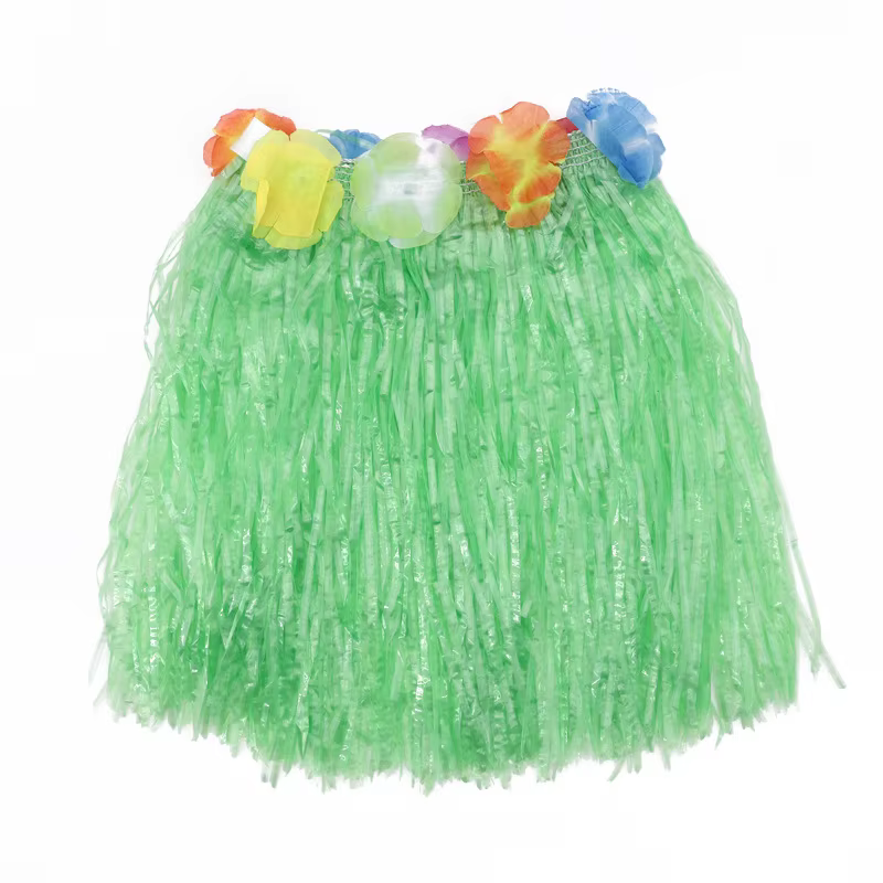 Jupe hawaïenne en herbe de 40 cm, décoration de fête hawaïenne, jupe en herbe fleurie, accessoires d