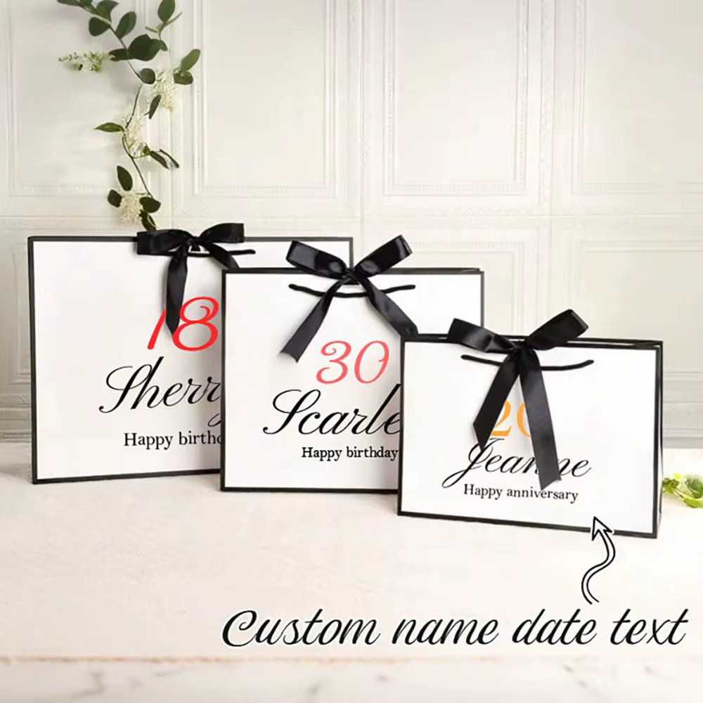 Sac cadeau personnalisé avec texte pour anniversaire, fête, mariage, souvenir de fête, sac cadeau de