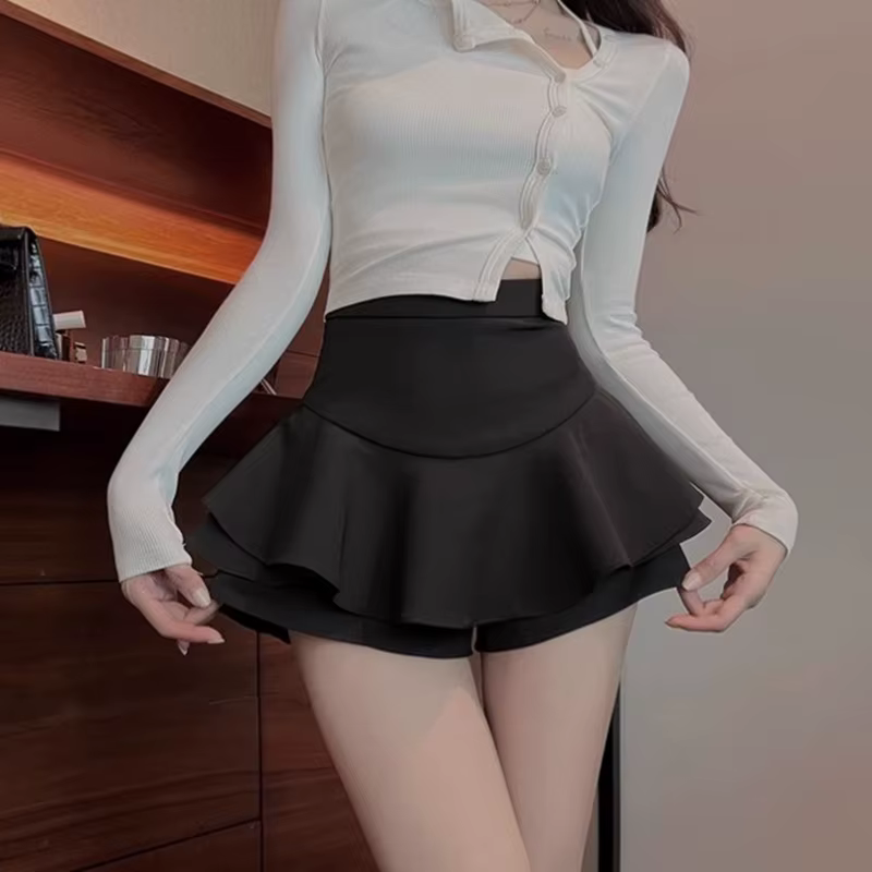 2025 blanc volants plissé Mini jupe pour femmes été mince taille haute une ligne jupes femme filles 