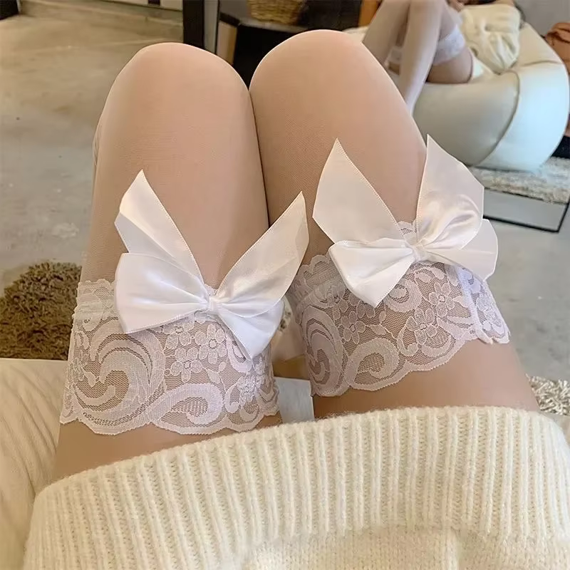 Bas Sexy en dentelle pour femmes, chaussettes hautes en Nylon Ultra-fines, bas hauts de cuisse, chau