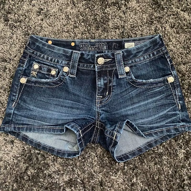 Mini short en jean taille basse pour femmes, jupe courte Sexy, Slim et polyvalente, motif artistique