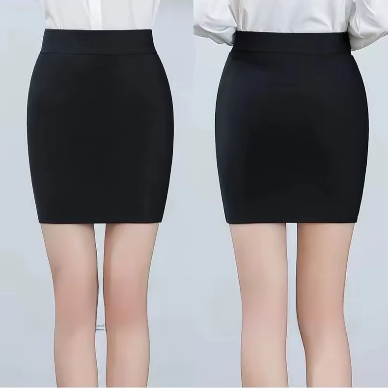 Jupe de travail élastique pour femmes, coupe cintrée, noire, taille haute, Mini demi-corps, tricotée