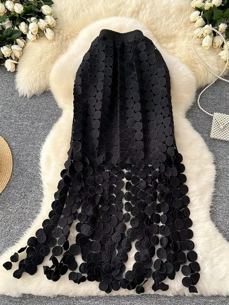 Jupe Tube femme évider à pois gland automne nouvelle taille haute minceur mi-longue droite fête Sexy