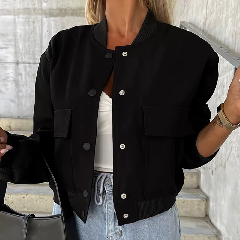 Vestes bombardier pour femmes, mode, manches longues, boutons, courtes, décontractées, amples, mante