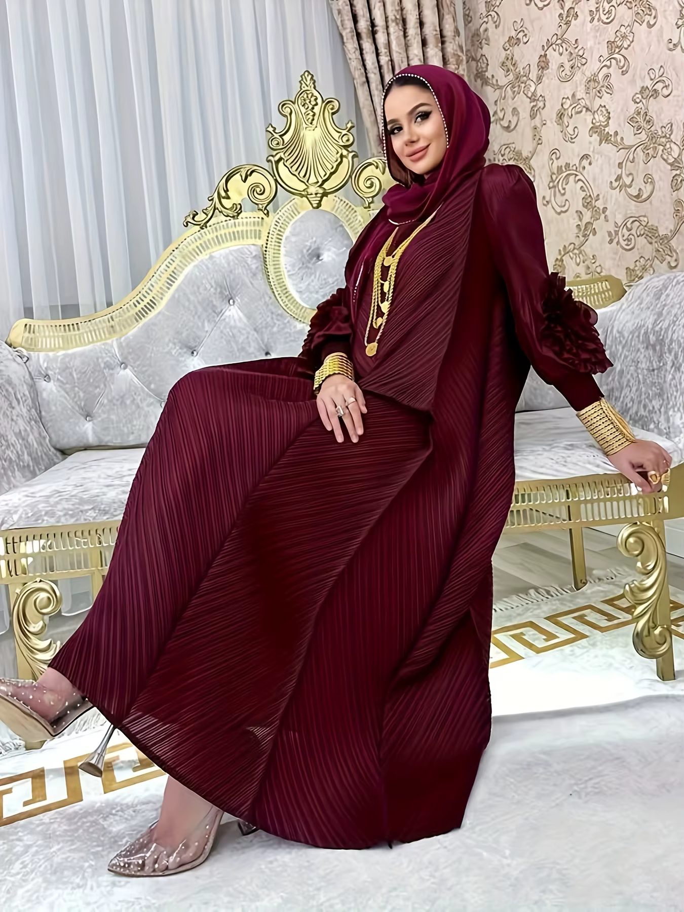 Robe longue à manches bouffantes à motifs floraux pour femmes, nouveau style printemps/été, couleur 
