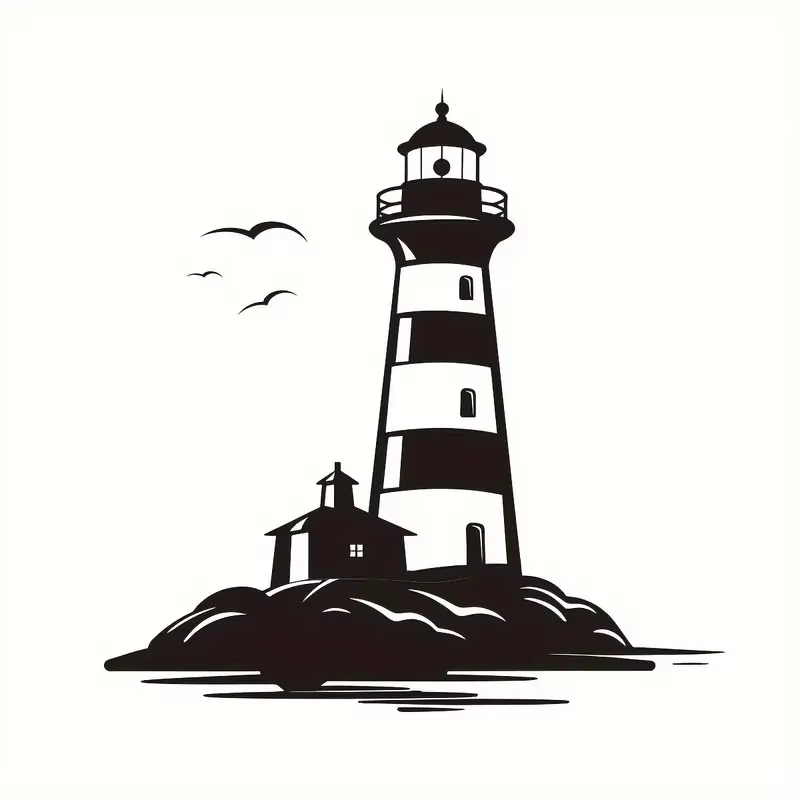 Autocollants muraux de peinture de paysage de phare sur l'île, pour la décoration de la maison, des