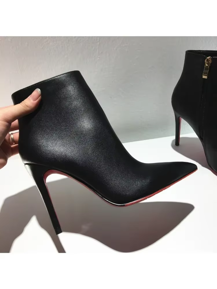 Bottes Courtes à Talons Hauts en Cuir Souple, Chaussures à la Mode, Sexy, Pointues, Fines, avec Ferm