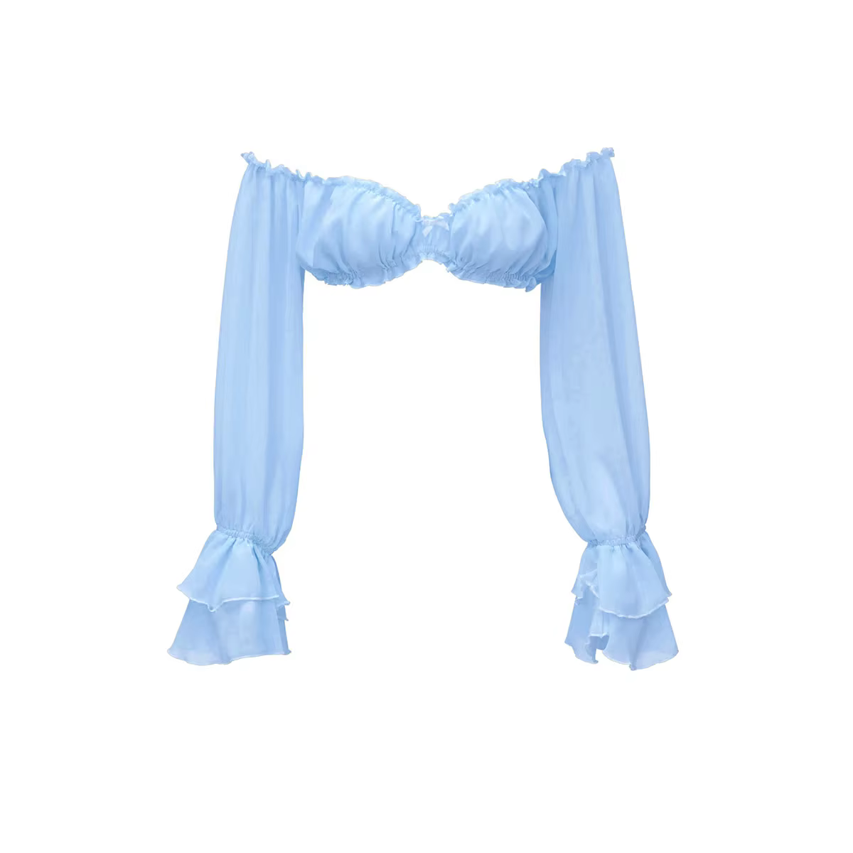 Robe de plage bandeau pour femme, à manches longues et volants, taille haute, style cache-maillot d'
