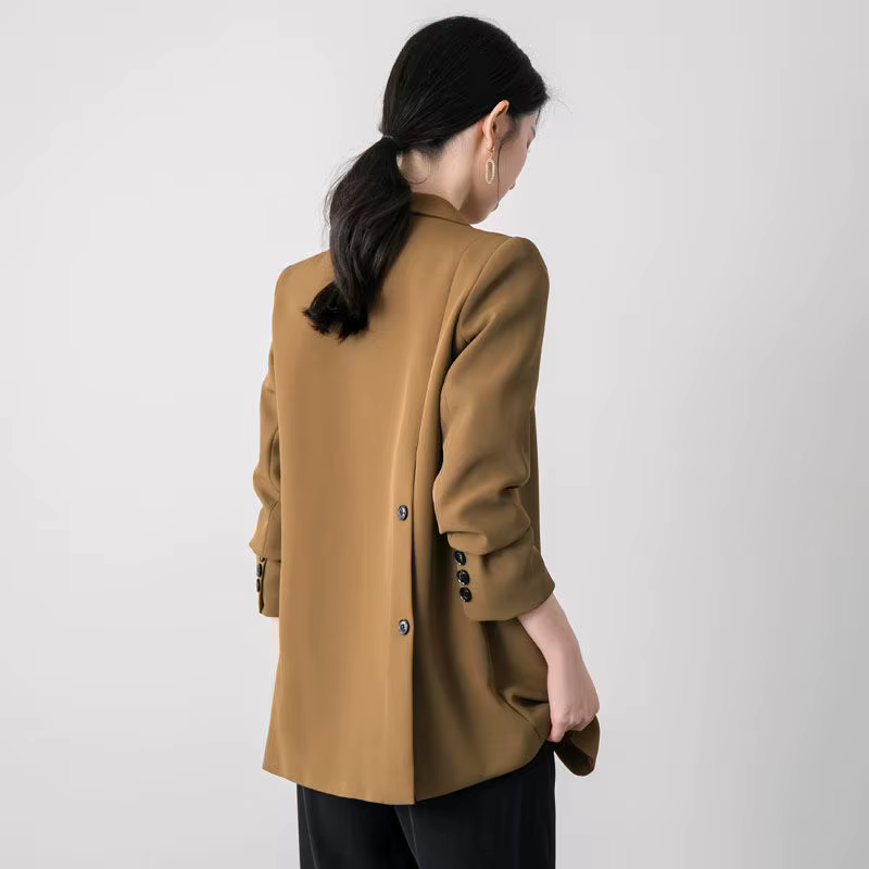 Blazer fendu au dos moyen et long pour femmes, olympiques d'affaires coréens, manches longues, mode