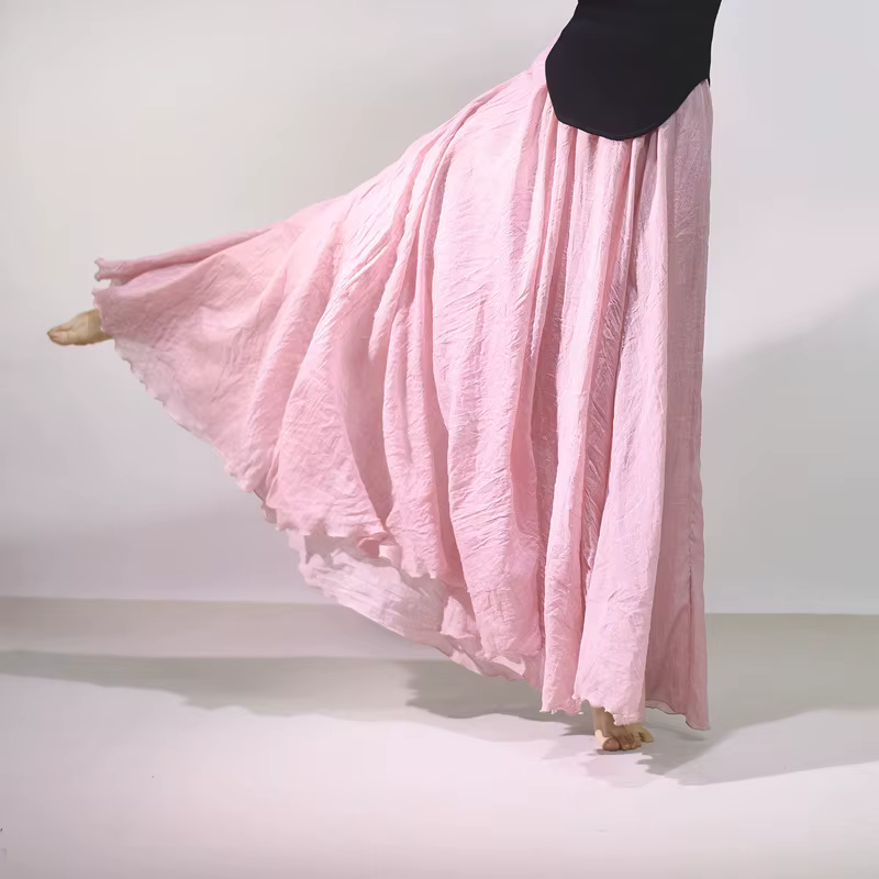 Jupe mi-longue en coton et lin pour femmes, nouvelle jupe irrégulière rétro printemps/été 2025