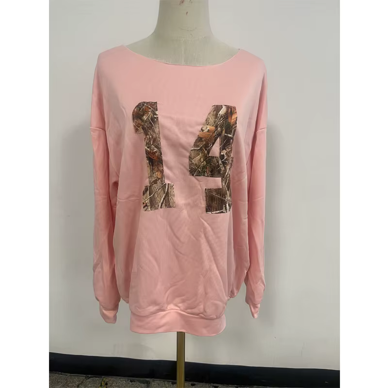 Sweat-shirt à manches longues et col rond pour femme, ample et décontracté, haut de sport, à la mode