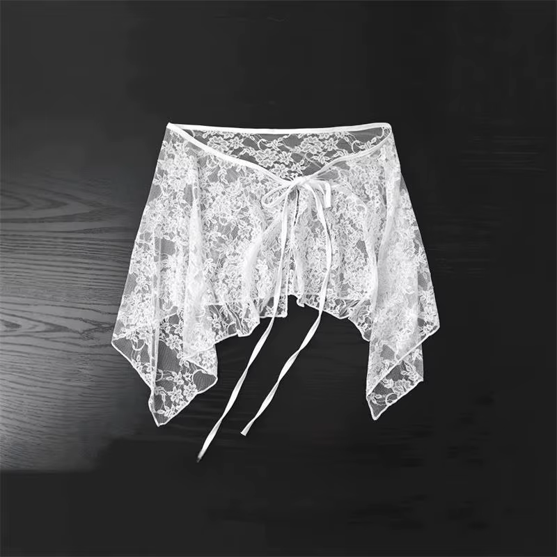 Nouvelle jupe cache-cœur en dentelle style français 2026, jupe cache-cœur superposée bohème printemp