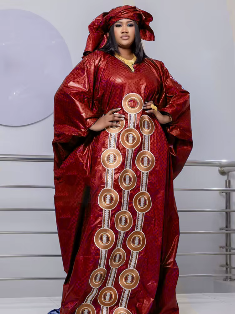 Robe longue Bazin pour femme – Robes de soirée Abaya multicolores, robes africaines brodées pour les