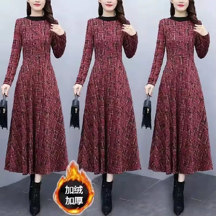 Robe longue en polaire épaisse, élégante, nouvelle collection automne-hiver, mode féminine haut de g