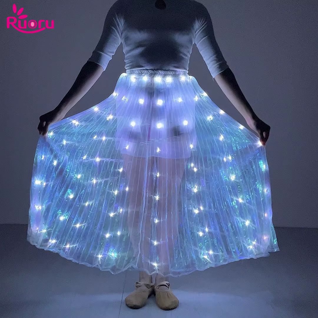 Ruoru jupe Led femmes danse du ventre jupe lumineuse longue Tutu pour filles Festival Rave accessoir