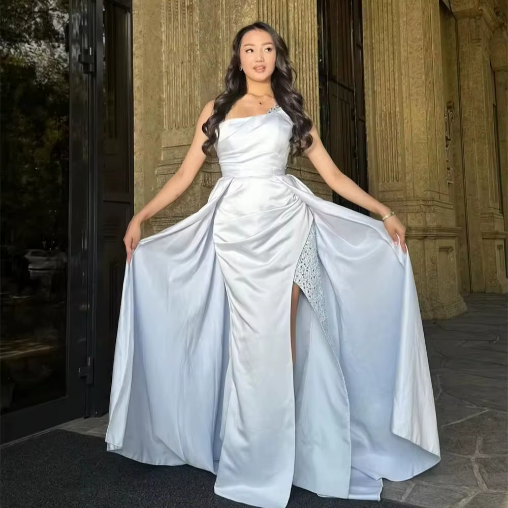 Robe de soirée longue sur mesure pour femme, fendue, à sequins, style rétro, en jersey unisexe, pour