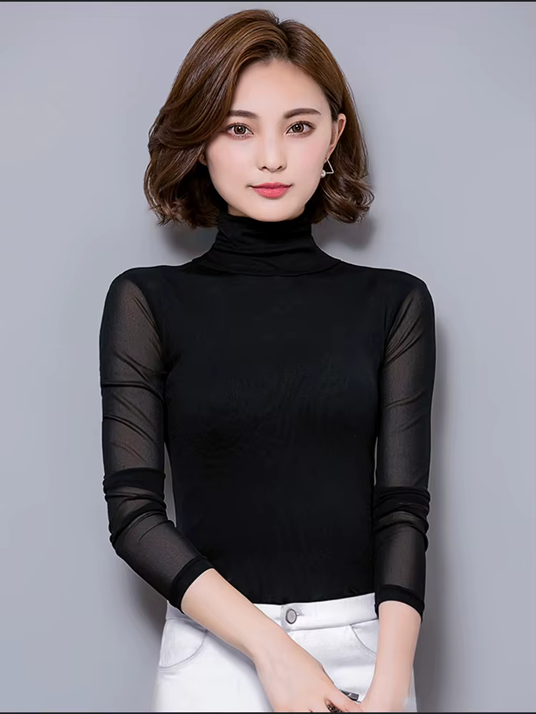 Chemise à manches longues pour femme, hauts et chemisiers sexy en dentelle 2026, blusas y camisas mu