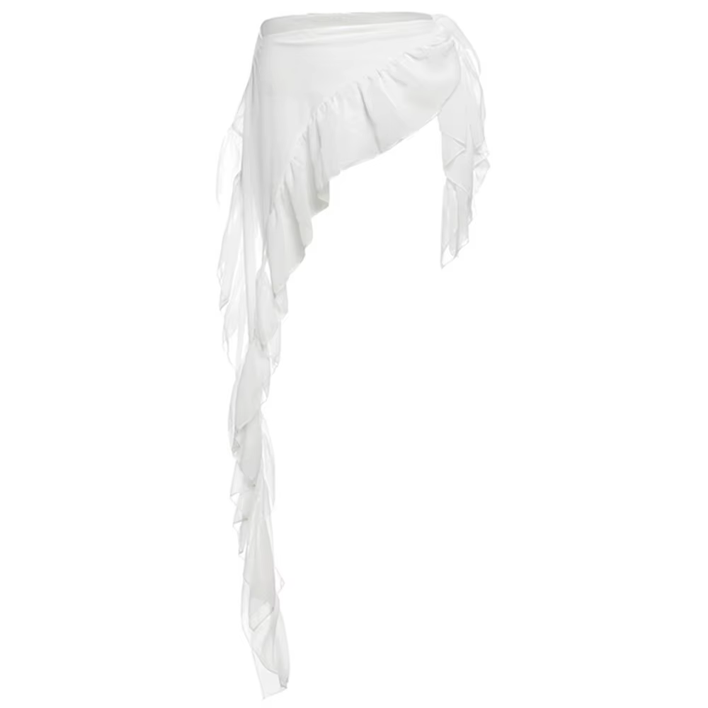 Jean pantalon décor dentelle irrégulière Mini jupe Y2K Streetwear voir à travers des jupes froncées
