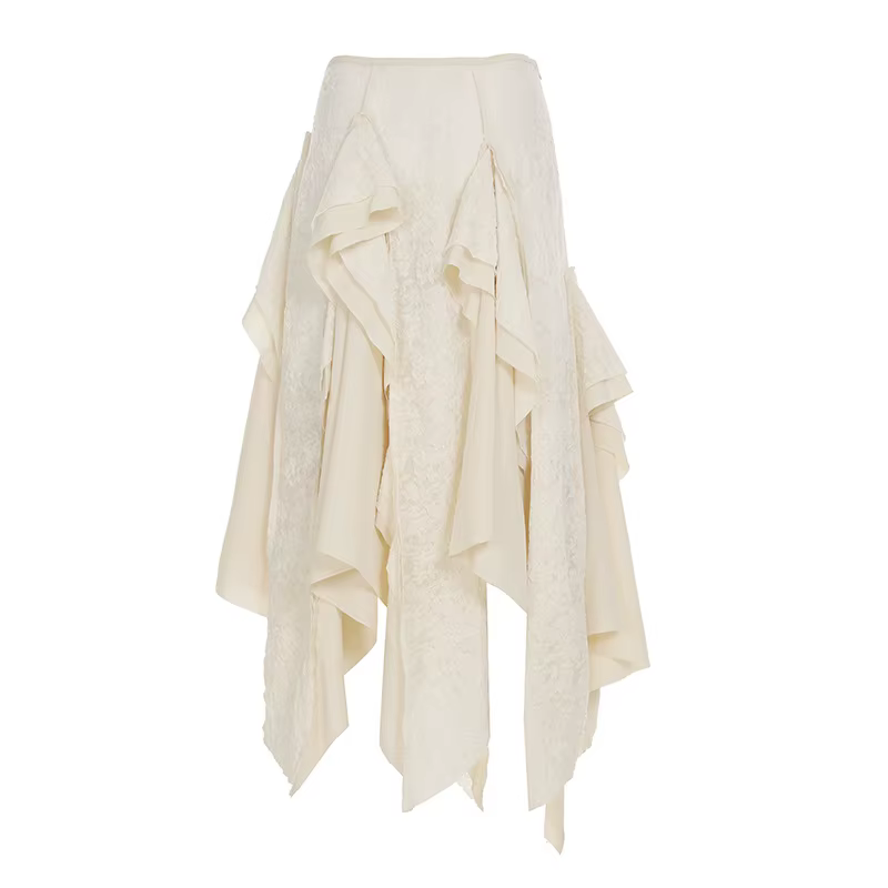 Jupe mi-longue irrégulière pour femmes, jupe en dentelle de couleur unie, Style de rue tendance, nou