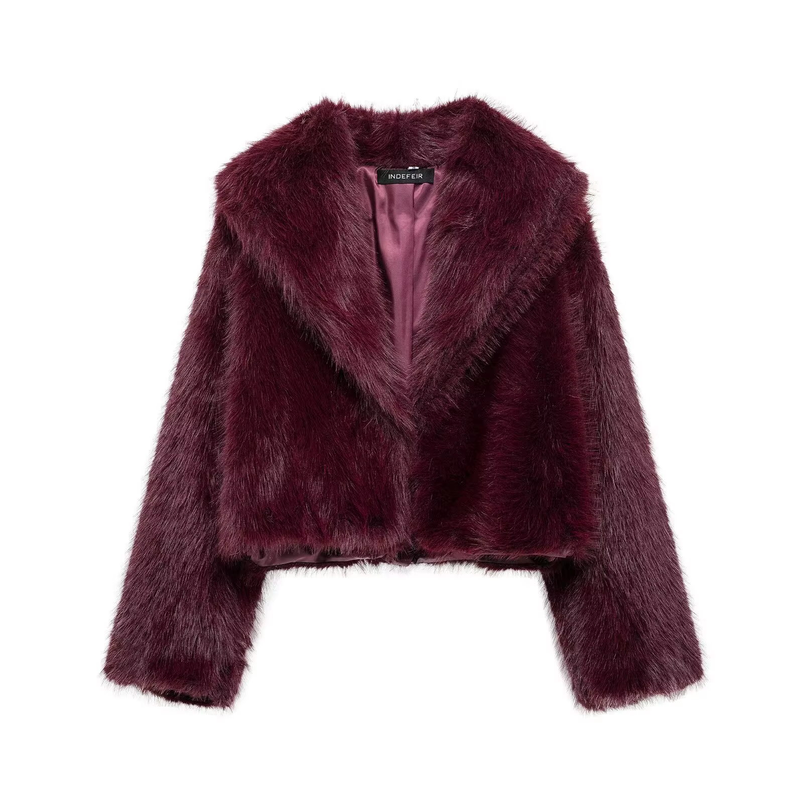 HH Manteau d'hiver pour femme en fausse fourrure unie, à manches longues, col rabattu, coupe ample e