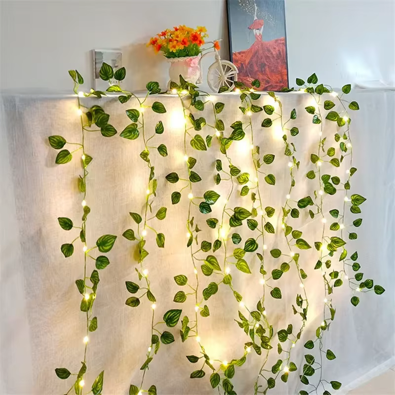 Guirlande de feuilles vertes LED 20/50/100 guirlande de feuilles vertes LED avec guirlandes lumineus