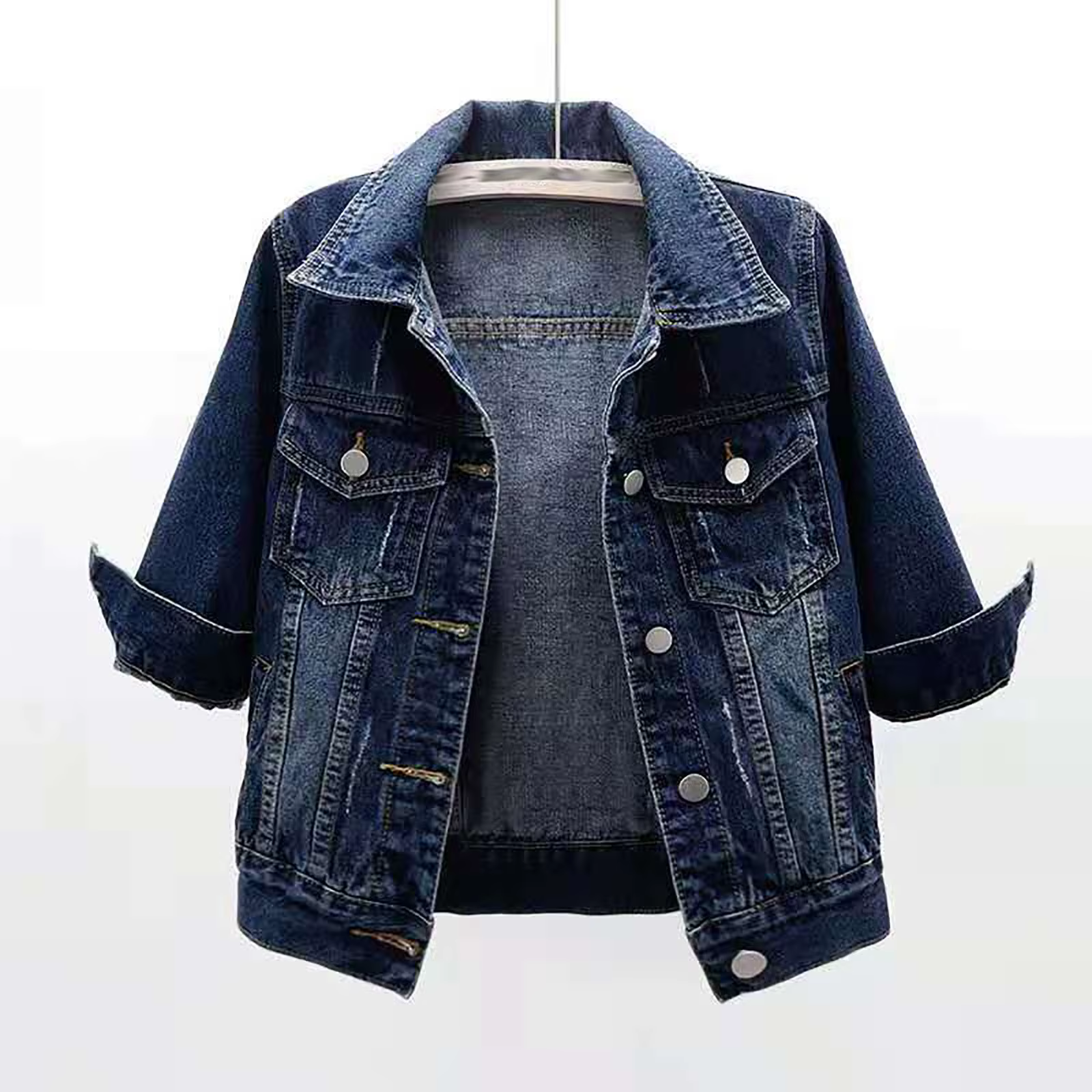 Veste en Jean pour femmes, manches longues, col à revers, vêtements d'extérieur, Vintage, amples, co