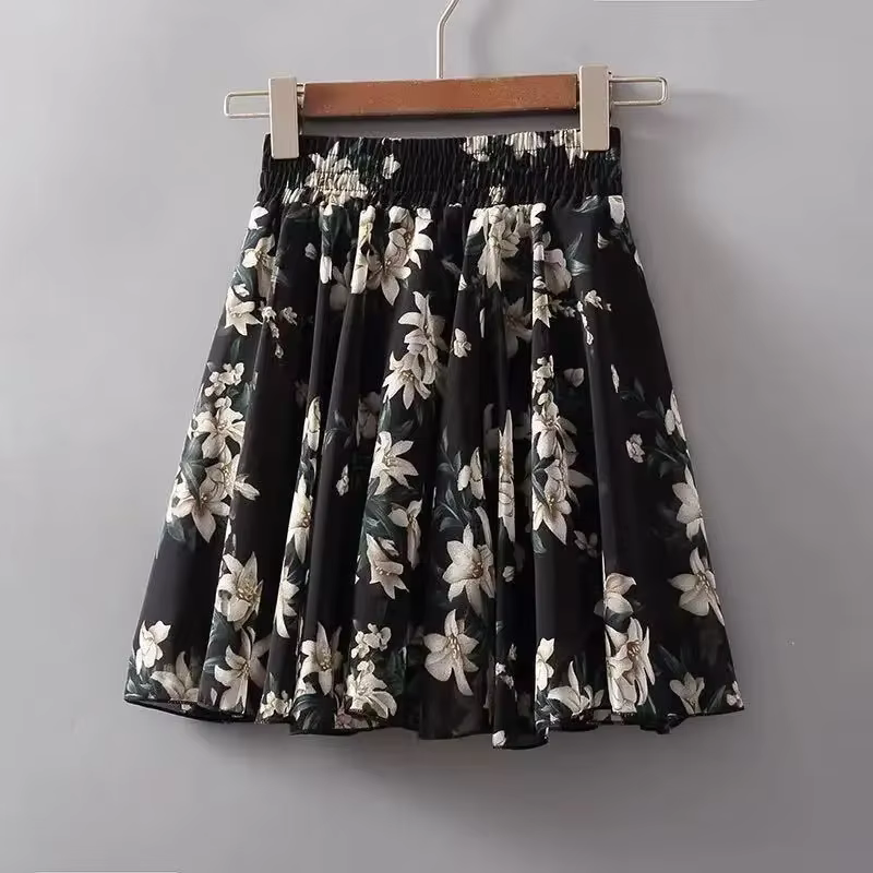 Jupe courte en mousseline de soie pour femmes, motif Floral, Chic et élégante, été 2025 V, élégante,