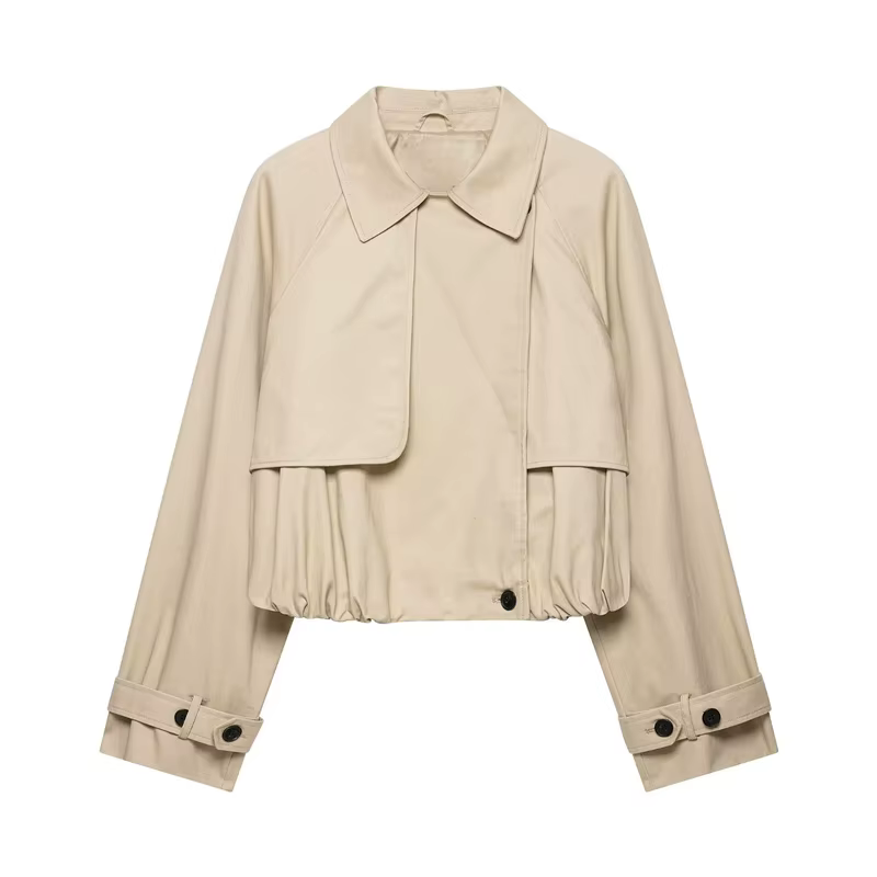 Nouvelle veste d'été 2026 pour femme, kaki, à manches longues, coupe ample, style trench court, park