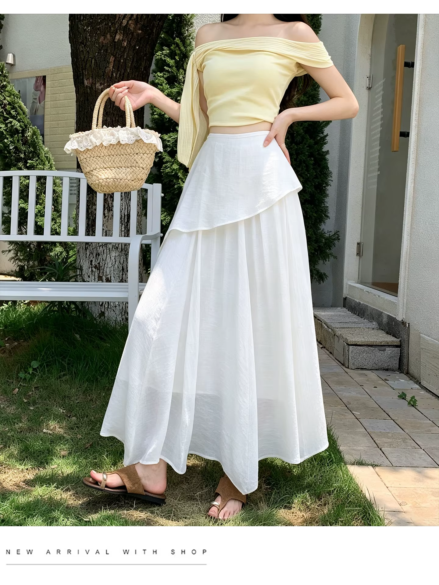 Jupes d'été en coton et lin pour femmes, taille haute, grand ourlet, longues, pour filles à la mode