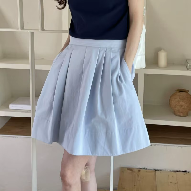 Jupe plissée rétro taille élastique pour femme, nouvelle collection 2026, taille haute, anti-transpa