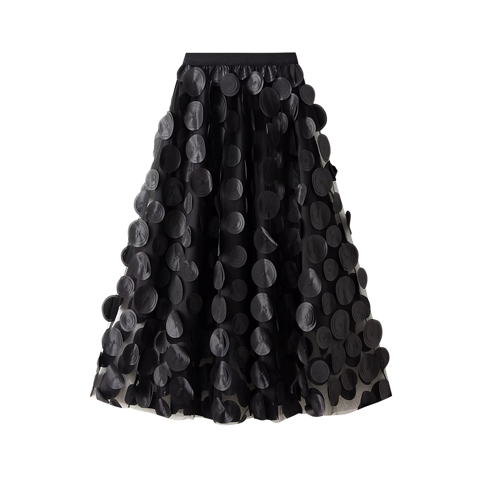 Jupe Tutu en Tulle pour femmes, couleur unie, points 3D, maille élastique, jupe trapèze féerique pou