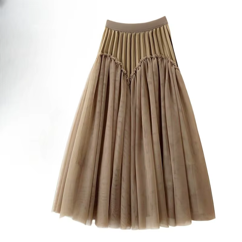 Robe longue plissée et fine, jupe Tutu en maille pour femmes, automne et hiver 2025