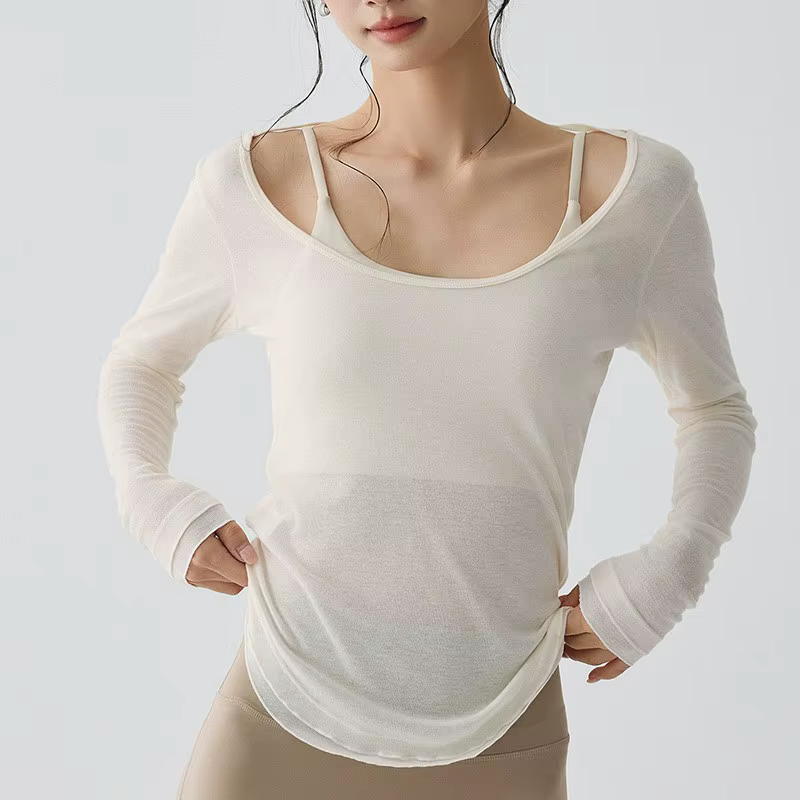 Chemise de sport à manches longues pour femmes, vêtements de Yoga, T-Shirt de Fitness, de course à s