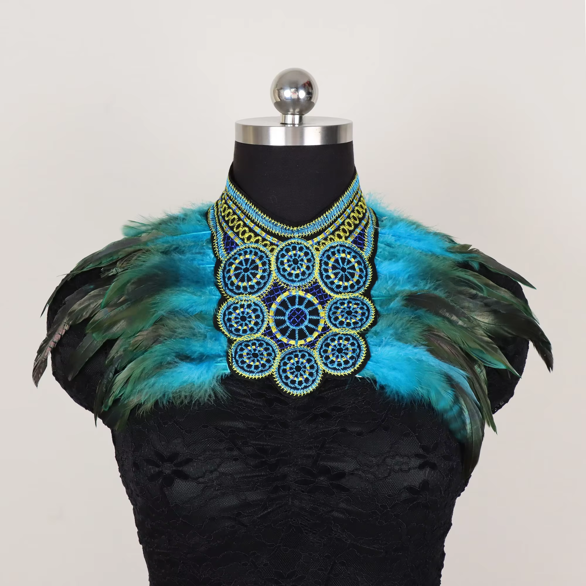 Châle en dentelle de plumes pour hommes et femmes, Cape gothique Punk en plumes, écharpe en plumes n