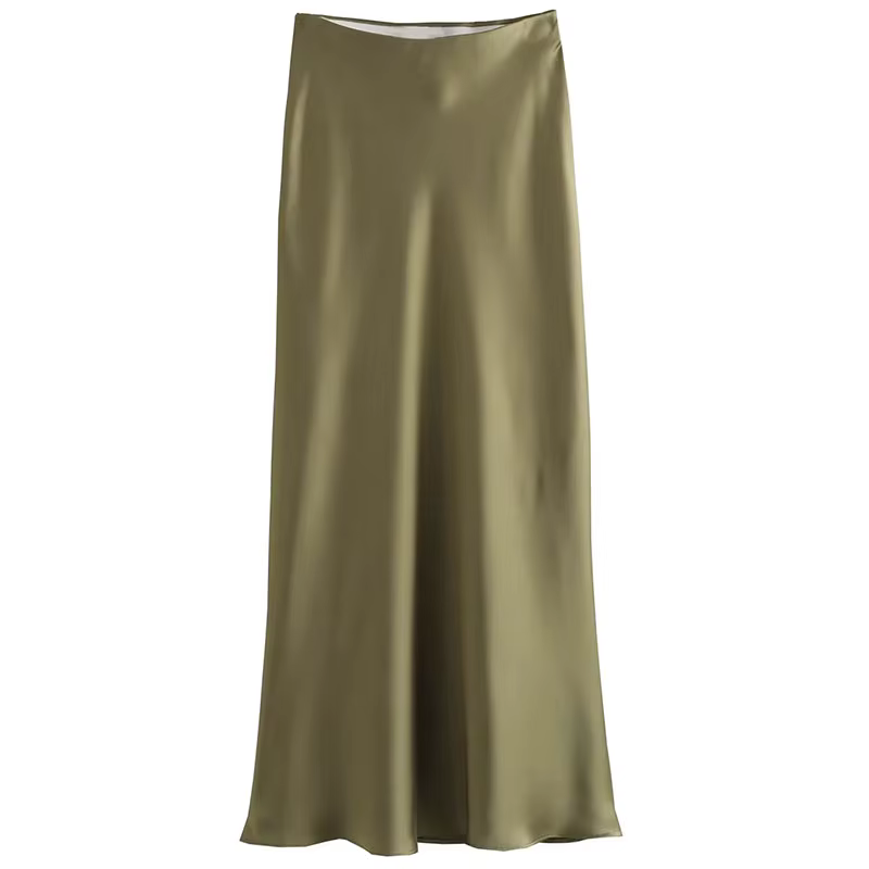 HH jupes pour femmes 2024 été solide Satin gaine longue jupe femme spectacle courbe tenues de plage 