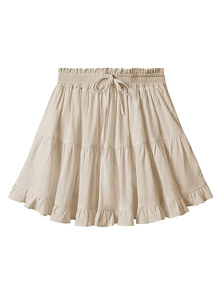 Femmes Mini jupe à volants avec Short été 2025 taille haute blanc gâteau jupe épissage jupes de plag