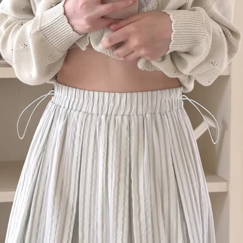 Jupe longue ample en coton pour femme enceinte, taille élastique, rayures Dobby, bonne qualité, idéa
