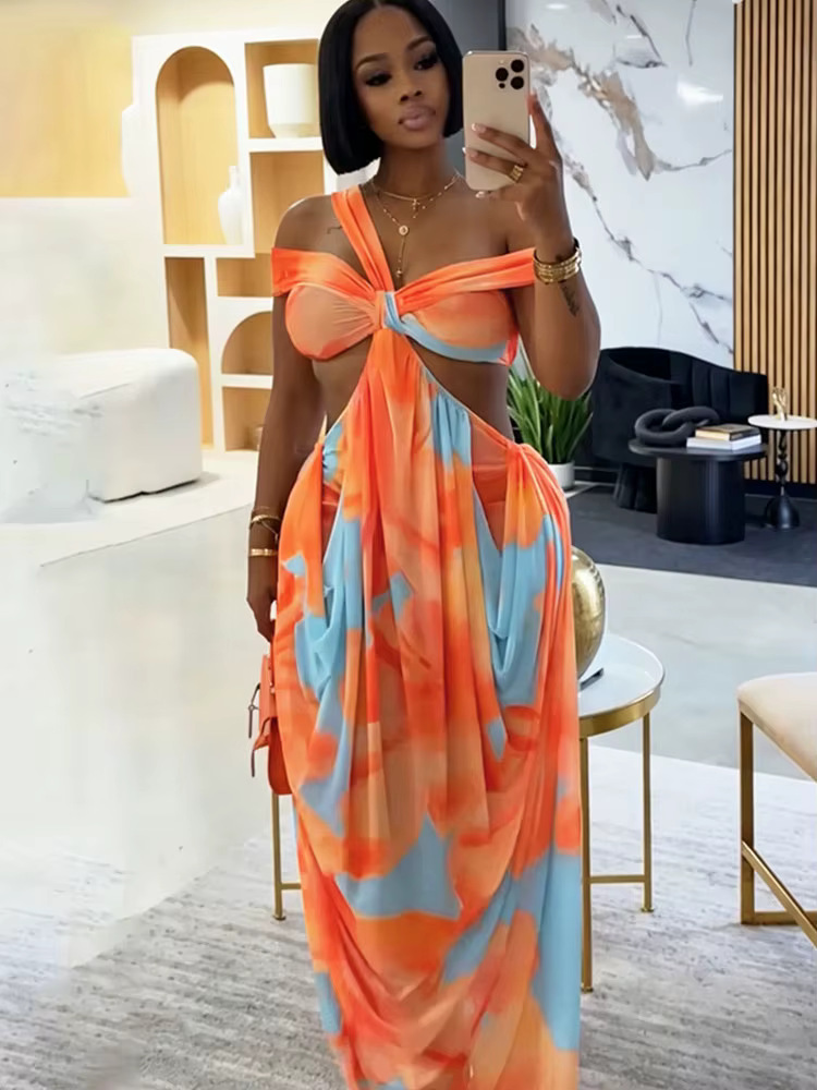 Robes longues bohèmes sexy à épaules dénudées pour femmes, idéales pour les vacances, avec décolleté