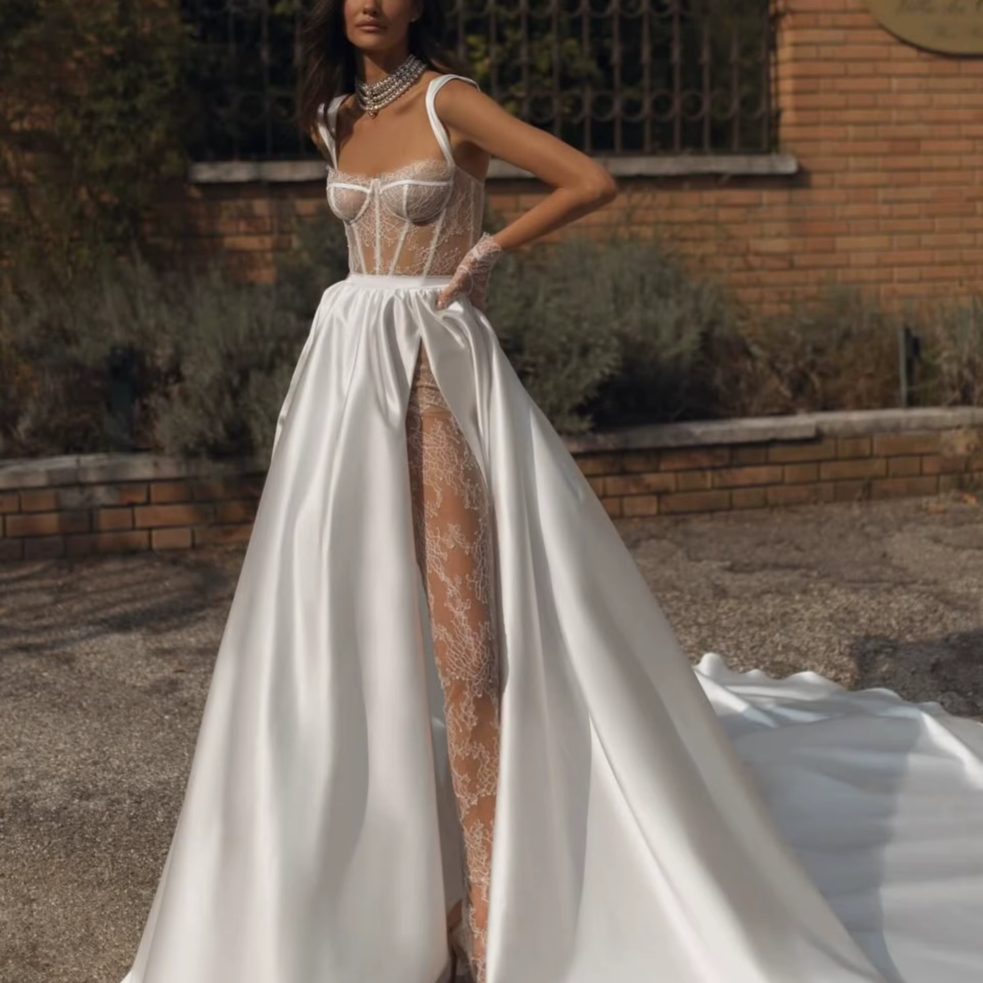 Jupe détachable longueur au sol pour femmes, avec fente haute, ligne a, tendance, robe de soirée de