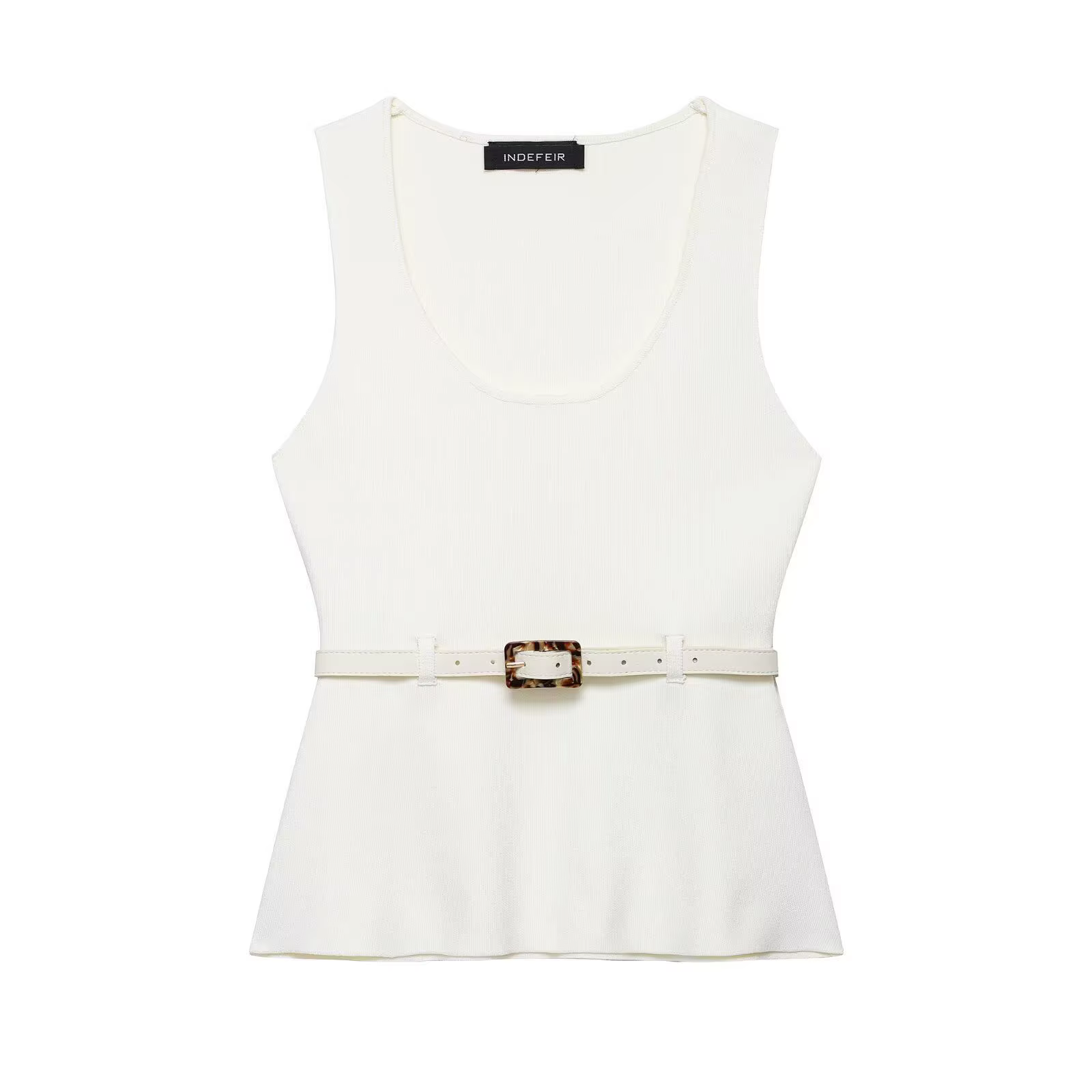 HH – ensemble jupe Chic sans manches pour femmes, col rond, décoration de ceinture, gilet tricoté so