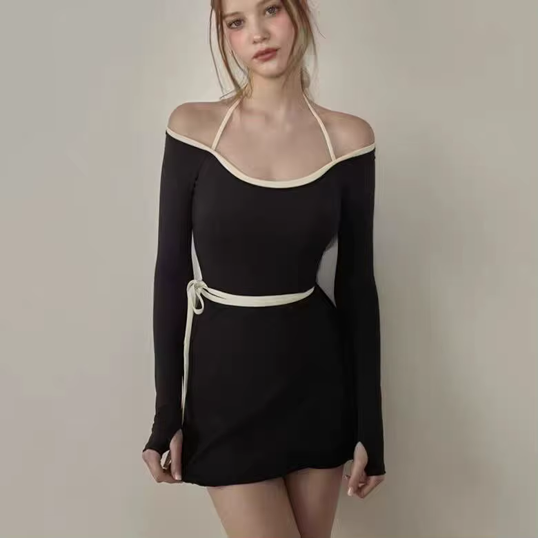 Maillot de bain une pièce amincissant à manches longues pour femme, style conservateur, élégant et t