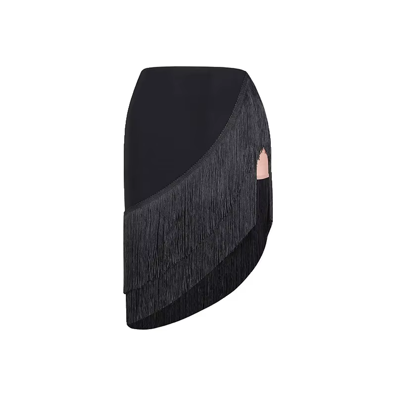 Jupe courte pour femmes adultes, salle de bal, Rumba, Samba, glands, jupe de danse latine irrégulièr
